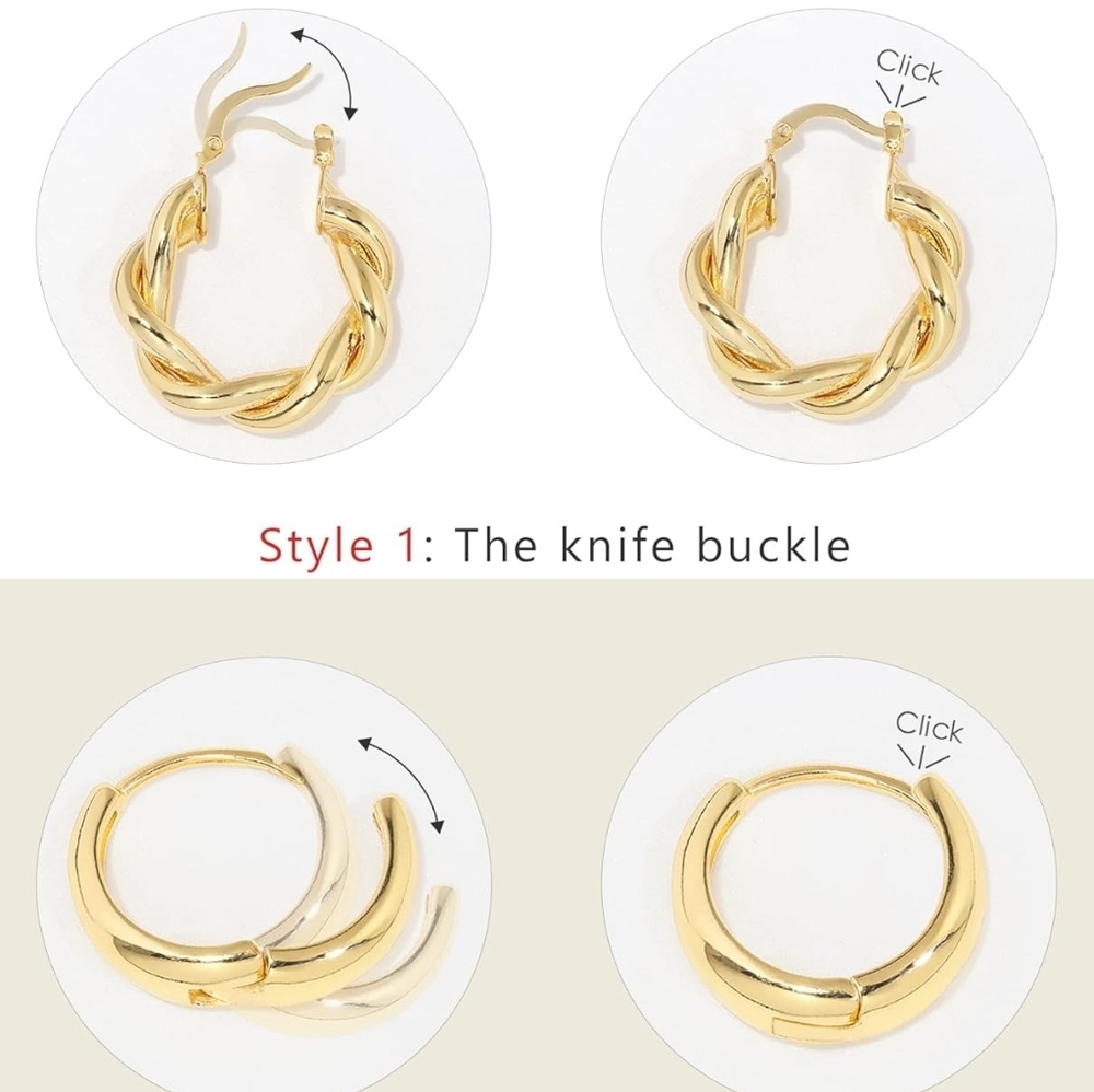 14KT Gold Plated Earring Set Of 9 Pairs - Picture 4 of 4